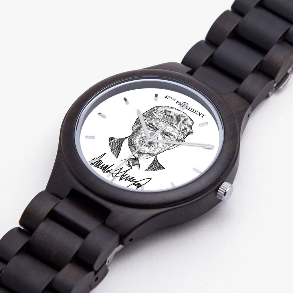 Victory Black Trump President 47 Wooden Watch