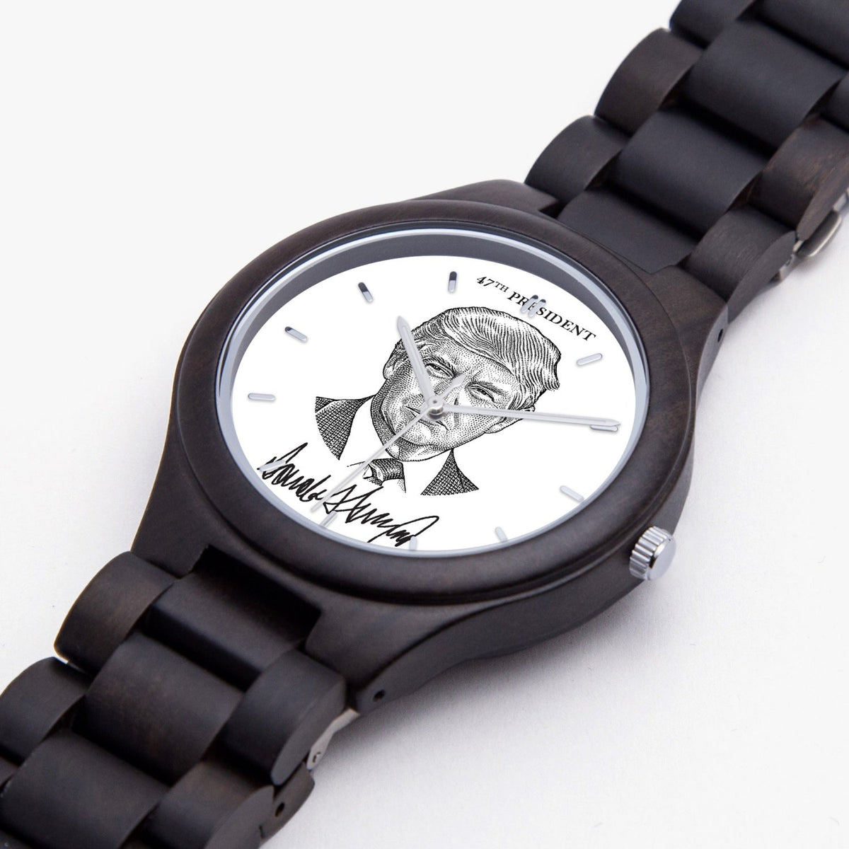 Victory Black Trump President 47 Wooden Watch