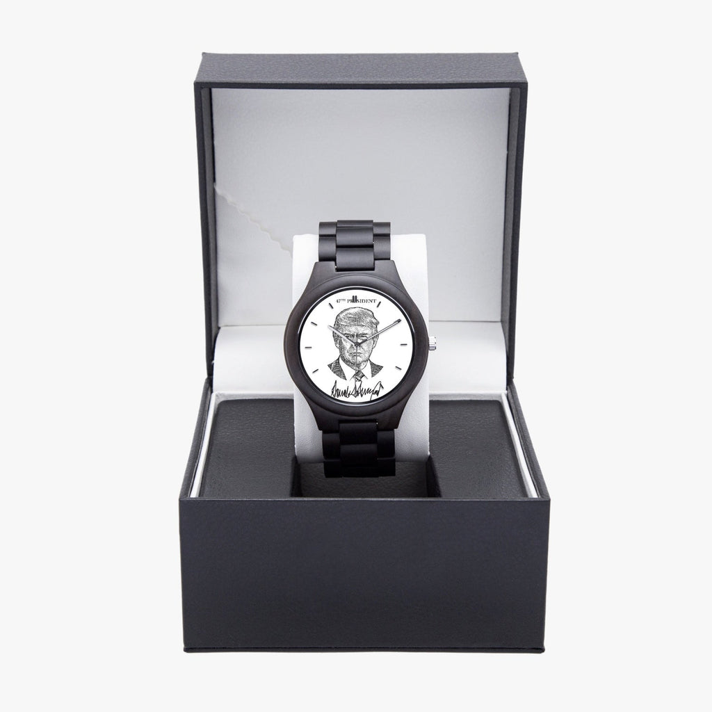 Victory Black Trump President 47 Wooden Watch