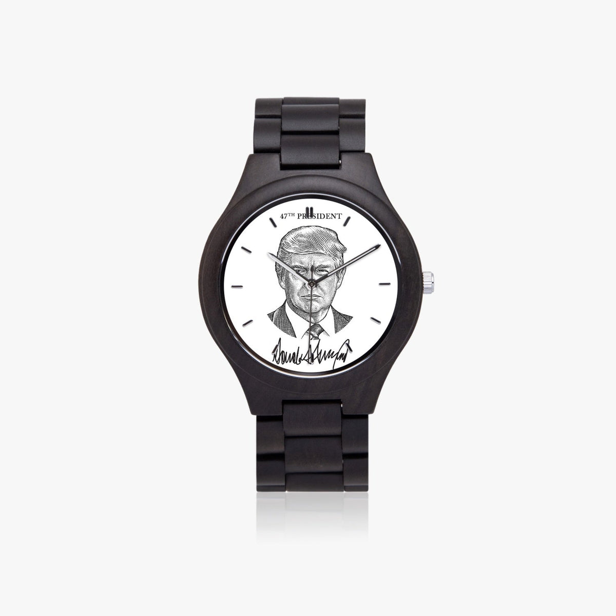 Victory Black Trump President 47 Wooden Watch