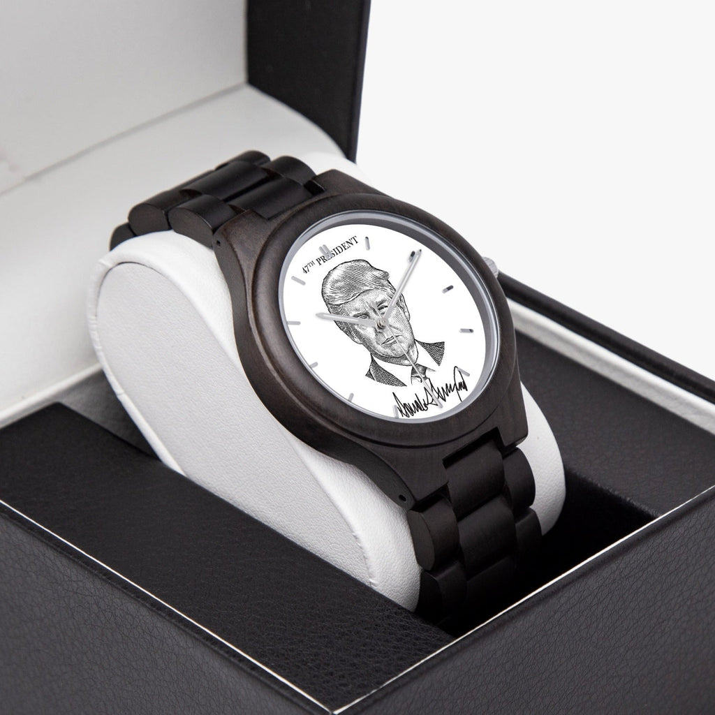 Victory Black Trump President 47 Wooden Watch