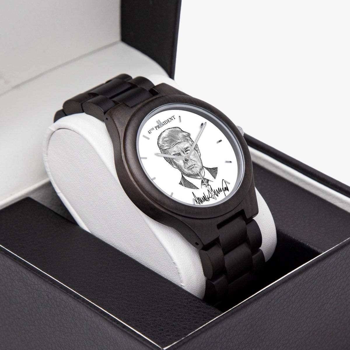 Victory Black Trump President 47 Wooden Watch