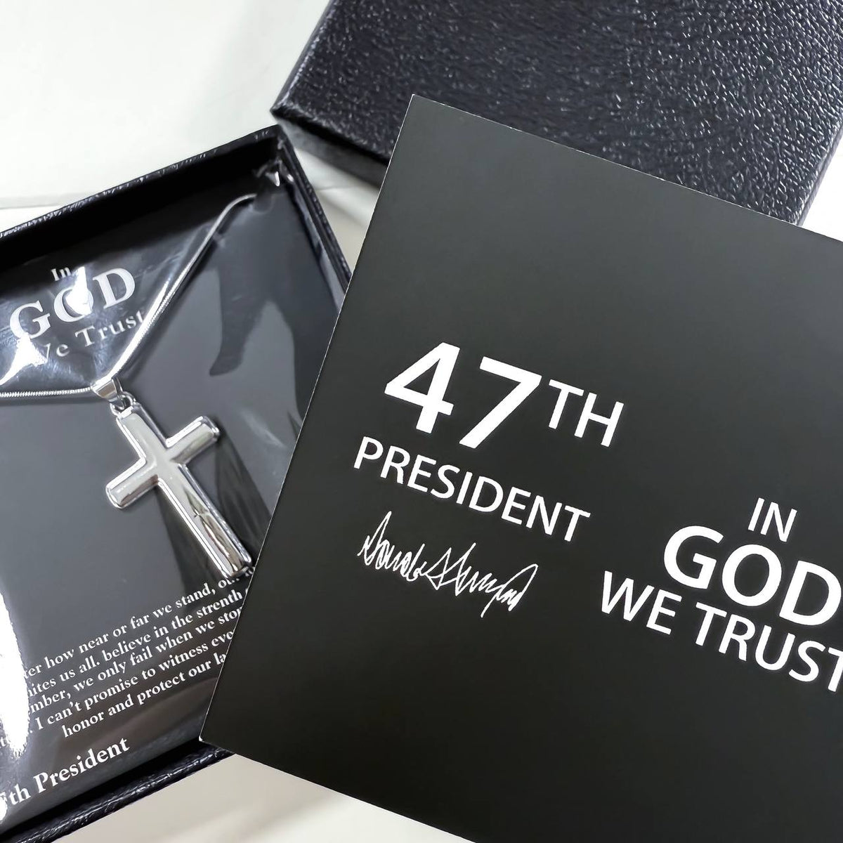 Sterling Silver 47 President "In God We Trust" Cross Necklace
