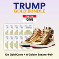 Gold High-Top Sneakers + 10 Commemorative Coins Bundle