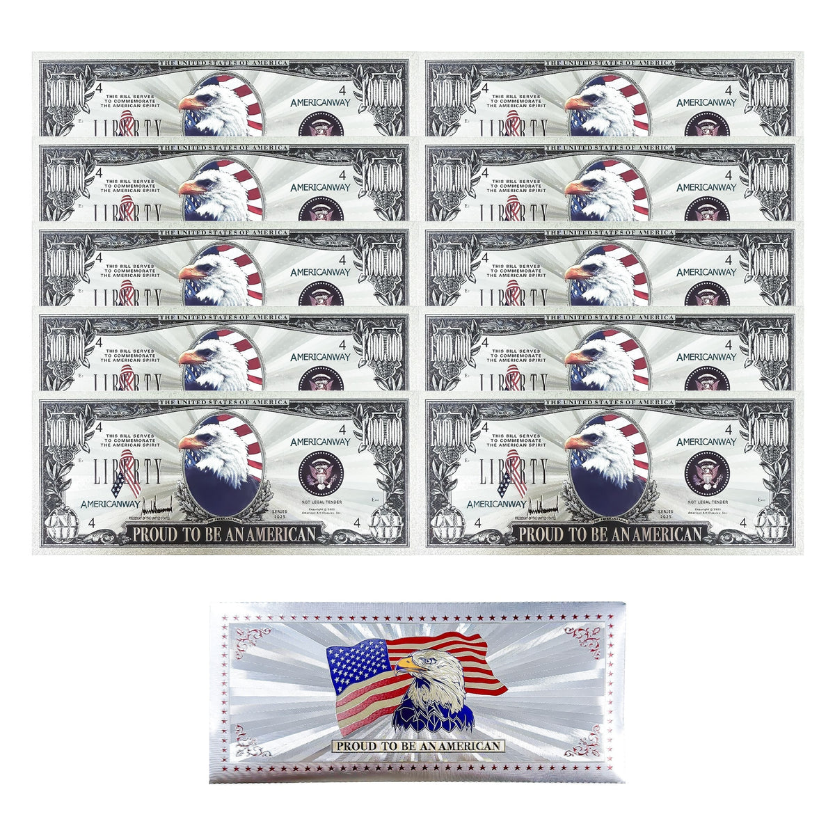 One Million Dollar Silver-Tone Eagle Bill