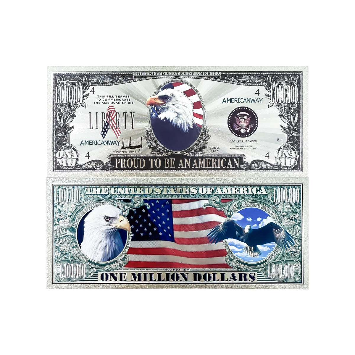 One Million Dollar Silver-Tone Eagle Bill