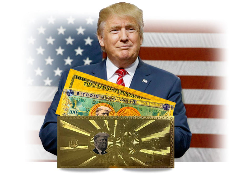 Trump Gold-Tone Bitcoin Novelty Bills
